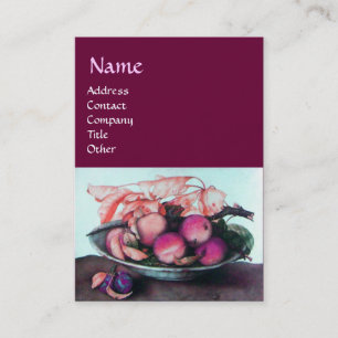 OBSTPfirsiche, Pflaumen und Blätter der SAISON Visitenkarte