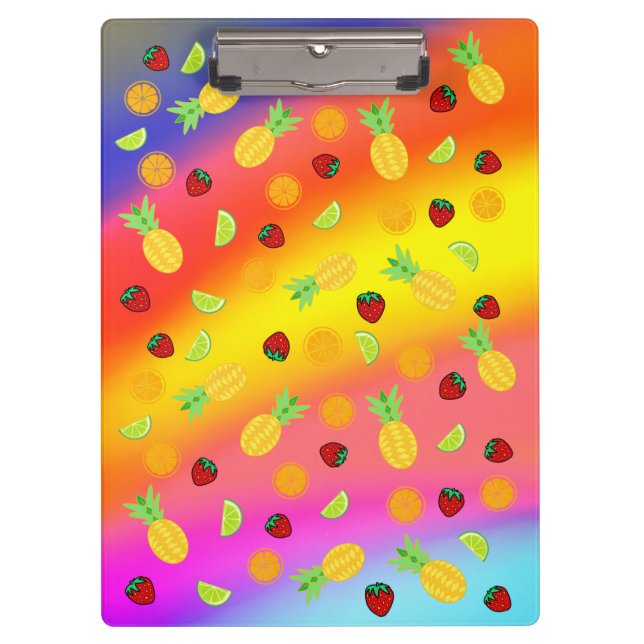 Obstregenbogen mit Orange Strawberry Limon Klemmbrett (Vorderseite)