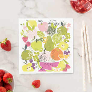Obstsalat; Sommerkollage  Serviette