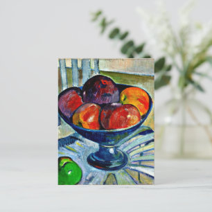Obstschale auf einem Gartenstuhl Postkarte