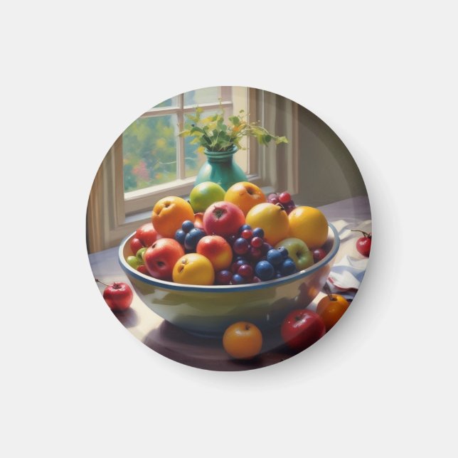 Obstschale auf einem Tafelölgemälde Magnet (Vorne)