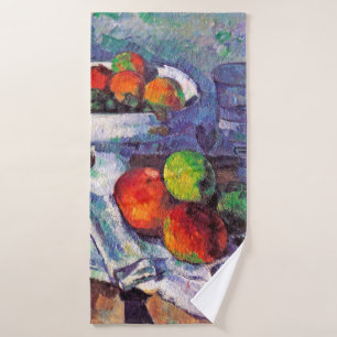 Obstschale, Glas und Äpfel, Cezanne Badehandtuch