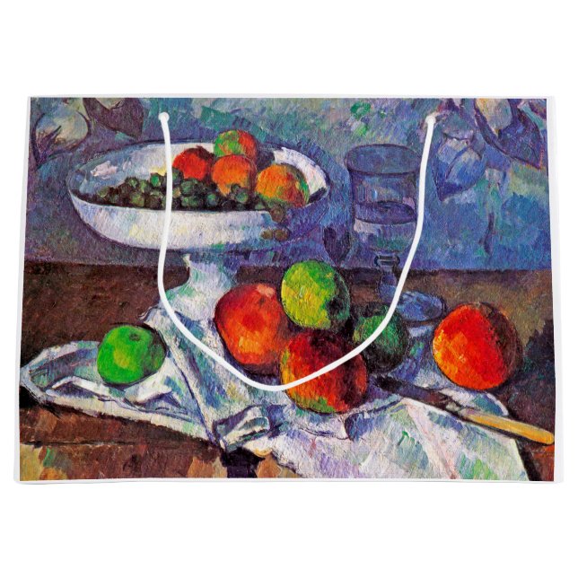 Obstschale, Glas und Äpfel, Cezanne Große Geschenktüte (Vorderseite)