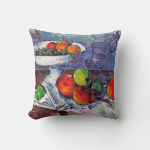 Obstschale, Glas und Äpfel, Cezanne Kissen
