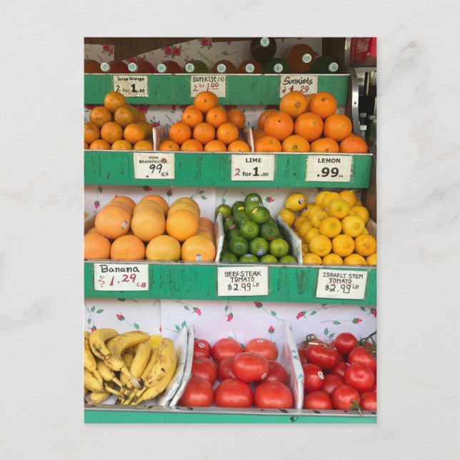 Obststand, Columbus Avenue, New York City, NYC Postkarte (Vorderseite)