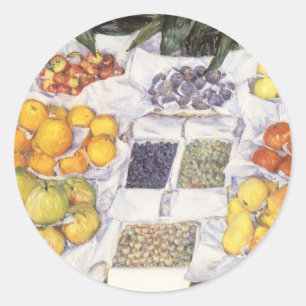 Obststand von Gustave Caillebotte, Vintage Kunst Runder Aufkleber