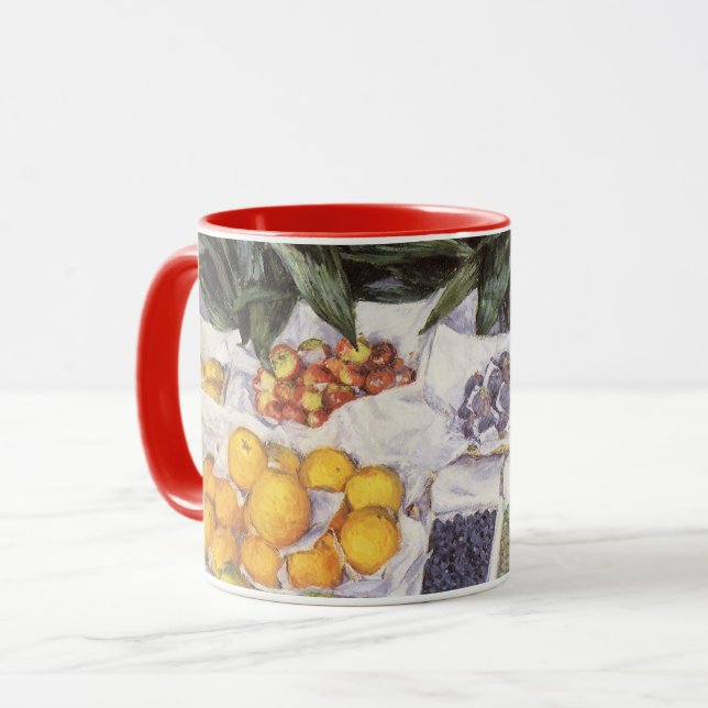 Obststand von Gustave Caillebotte, Vintage Kunst Tasse (Vorderseite Links)