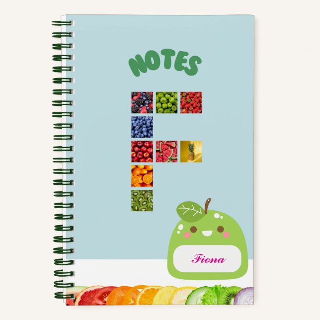 Obstthema - Personalisierte erste F Notizbuch (Vorderseite)