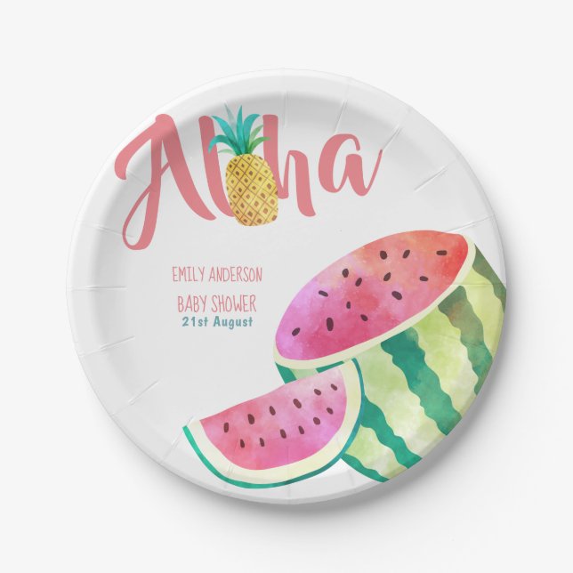 Obsttropische Teller Wassermelone Ananas (Vorderseite)