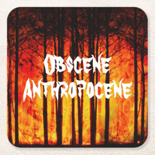 Obszöner Anthropozän Klimawandel Rechteckiger Pappuntersetzer