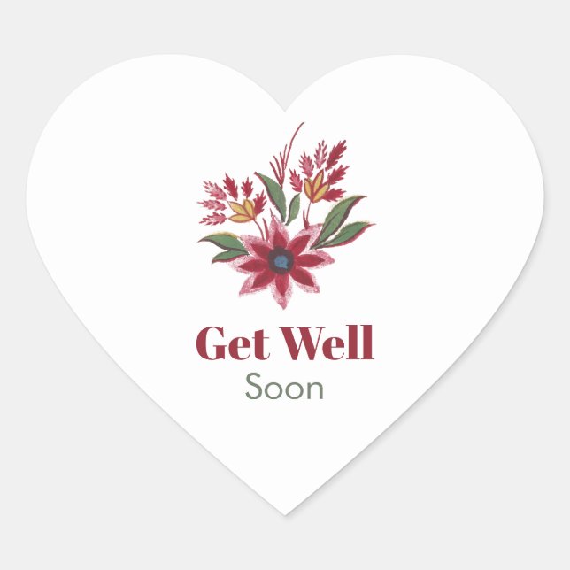 Obtenez bien Bientôt Sticker Coeur Floral (Devant)