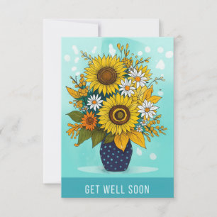 Obtenez Bien Bientôt Sunflower Vase Carte de voeux