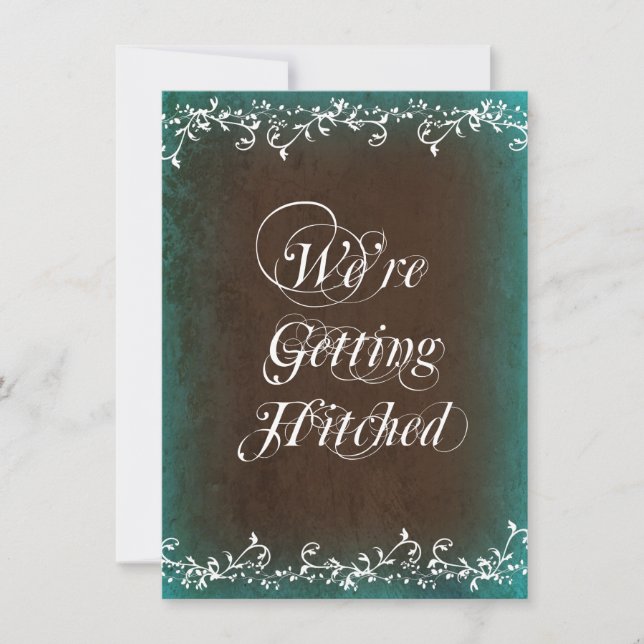 Obtenir des invitations de mariage Brown Aqua (Devant)