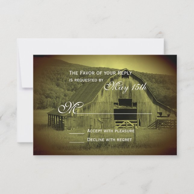 Obtenir Hitched Rustic Grange Mariage RSVP Cartes (Devant)