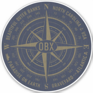 OBX Computing Außenbanken Vintag Gold Navy Blue Aufkleber