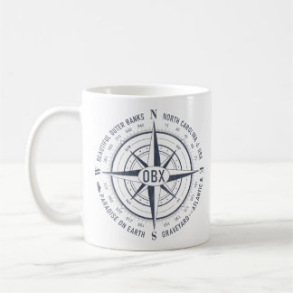 OBX Nautischer Kompass Outer Banks Navy Blau Vinta Kaffeetasse