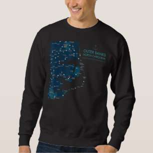 Obx nc Außenbanks Karte Duck Corolla Beach Urlaub Sweatshirt