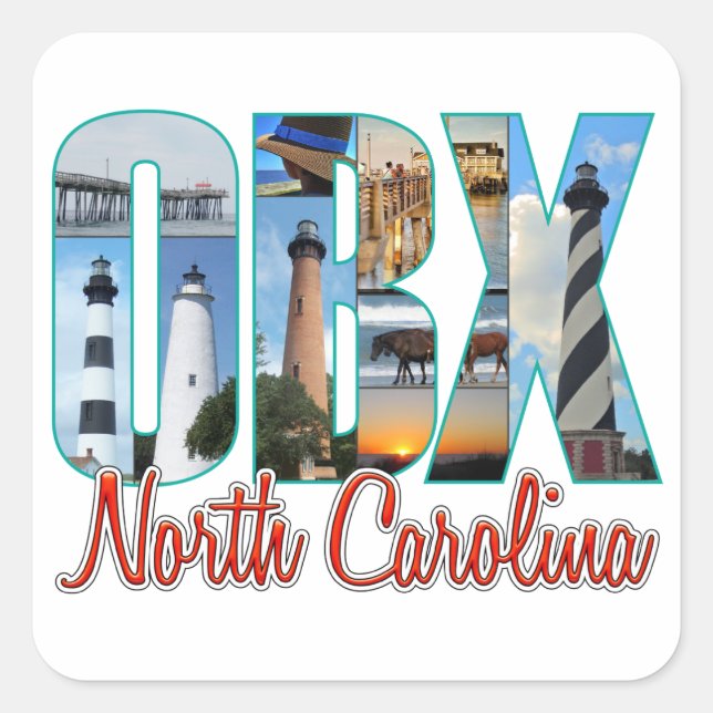 OBX-Orte Quadratischer Aufkleber (Vorderseite)