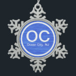 OC City NJ New Jersey Beach Weihnachten Schneeflocken Zinn-Ornament<br><div class="desc">Ocean City New Jersey Beach Weihnachtsschmuck. ~</div>