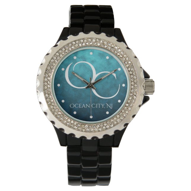 OC Ocean City NJ auf Blue Water Backstrand Armbanduhr (Vorderseite)