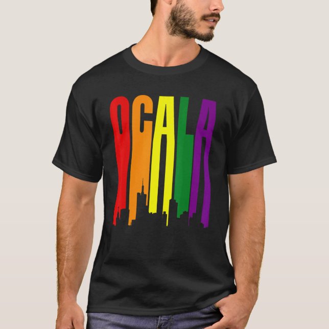 Ocala Florida Lgbtq Pride Rainbow Flag T-Shirt (Vorderseite)