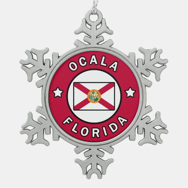 Ocala Florida Schneeflocken Zinn-Ornament (Vorderseite)