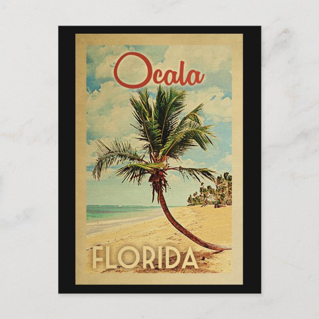 Ocala Palm Tree Vintage Reise Postkarte (Vorderseite)