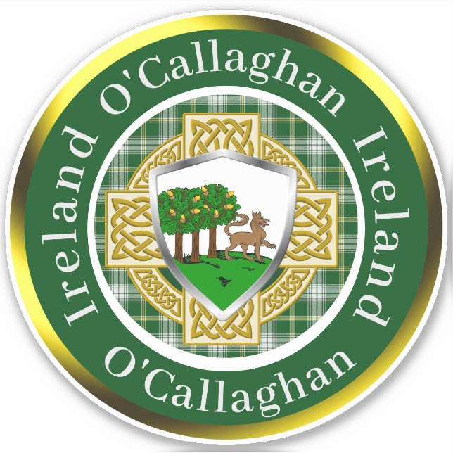 O'Callaghan Irish Shield/Celtic Cross Personalisie Aufkleber (Vorderseite)