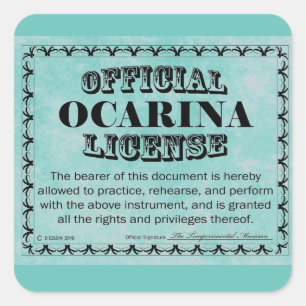Ocarina License Square Aufkleber