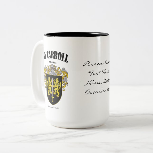 O'Carroll Familienwappen, Translation & Meaning Zweifarbige Tasse (Vorderseite Links)
