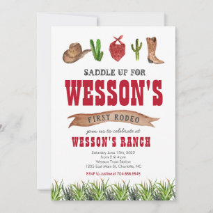Occidental Cowboy Rodeo Invitation d'anniversaire
