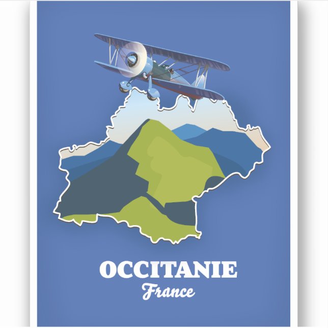 Occitanie France - Reisekarte Aufkleber (Vorderseite)