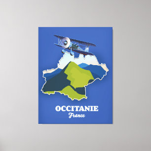 Occitanie France - Reisekarte Leinwanddruck