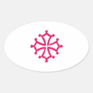 Occitankreuz Ovaler Aufkleber