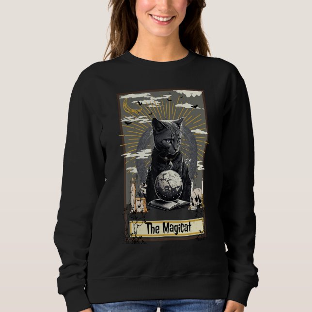 Occult Cat Witch Tarot Card Dark Aesthetic Gothic  Sweatshirt (Vorderseite)