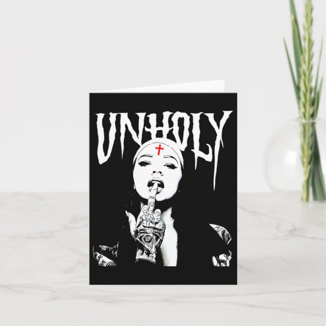 Occult Gothic Dark Satanic Nun Tattoos Unholy Nun Karte (Vorderseite)
