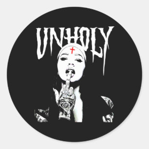 Occult Gothic Dark Satanic Nun Tattoos Unholy Nun Runder Aufkleber