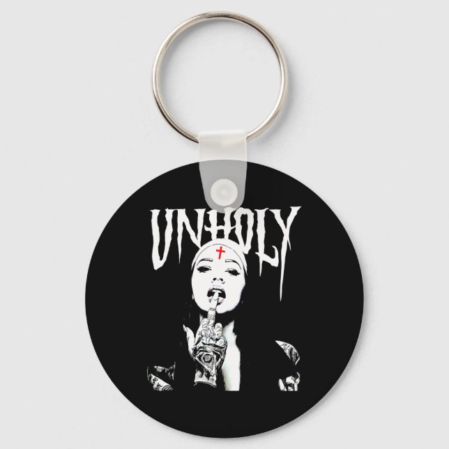 Occult Gothic Dark Satanic Nun Tattoos Unholy Nun Schlüsselanhänger (Vorderseite)
