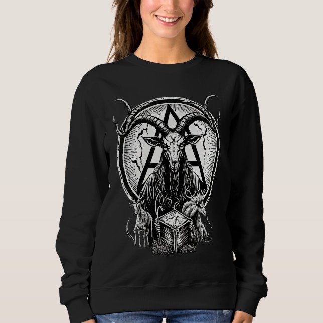 Occult Gothic Demon Head  Baphomet With Horns Sweatshirt (Vorderseite)