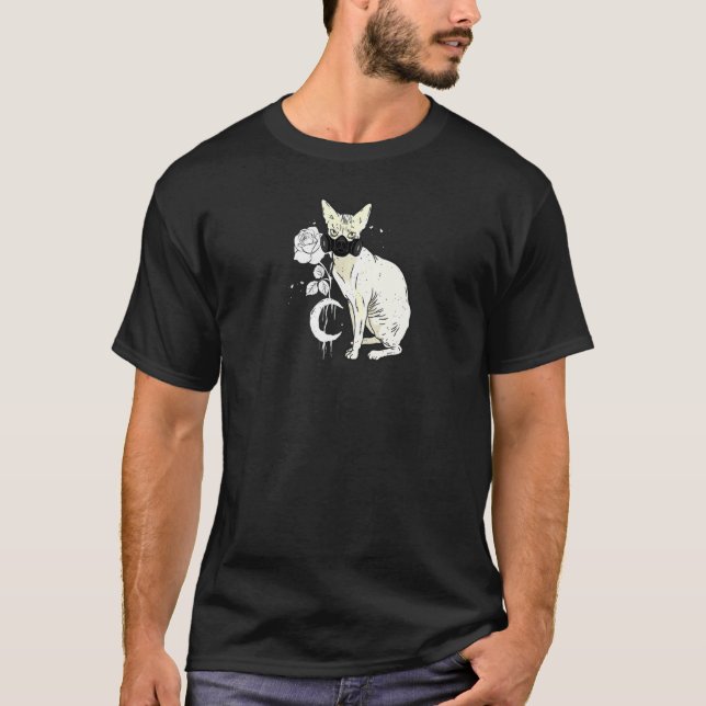 Occult Moon Rose Hexerei Hexerei Hexenhynx Cat Cyb T-Shirt (Vorderseite)