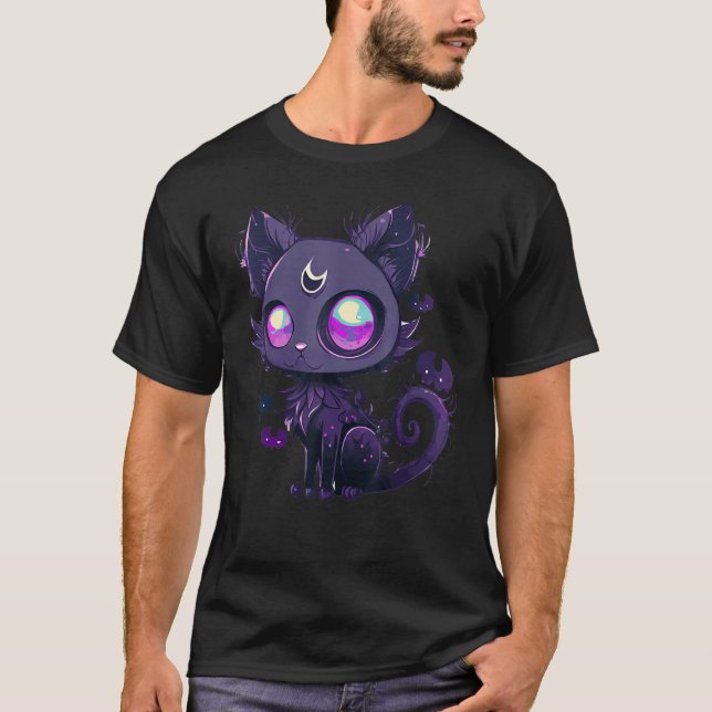 Occult Pastel Goth Cat Magical Cat Witch Wicca T-Shirt (Vorderseite)