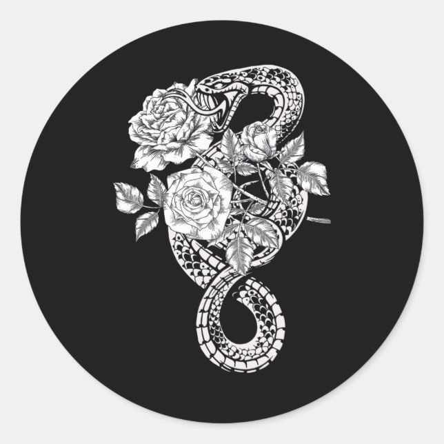 Occult Snake Rose Wicca Goth Witchcraft Runder Aufkleber (Vorderseite)