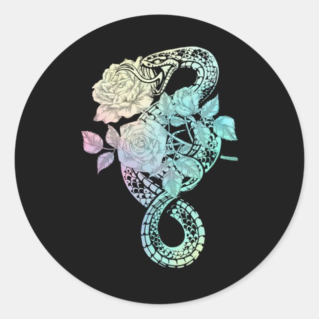 Occult Snake Rose Wicca Pastel Goth Witchcraft Runder Aufkleber (Vorderseite)