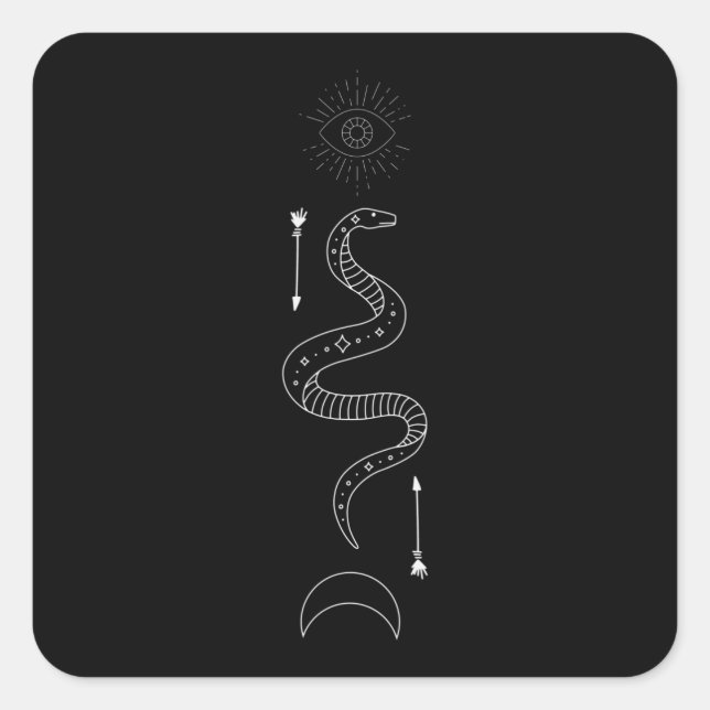 Occult Snake Symbol Gothic Wicca Quadratischer Aufkleber (Vorderseite)