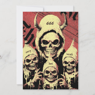 Occulter Horror Skeletons Devil Sins Feiertagskarte