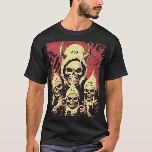 Occulter Horror Skeletons Devil Sins T-Shirt (Vorderseite)