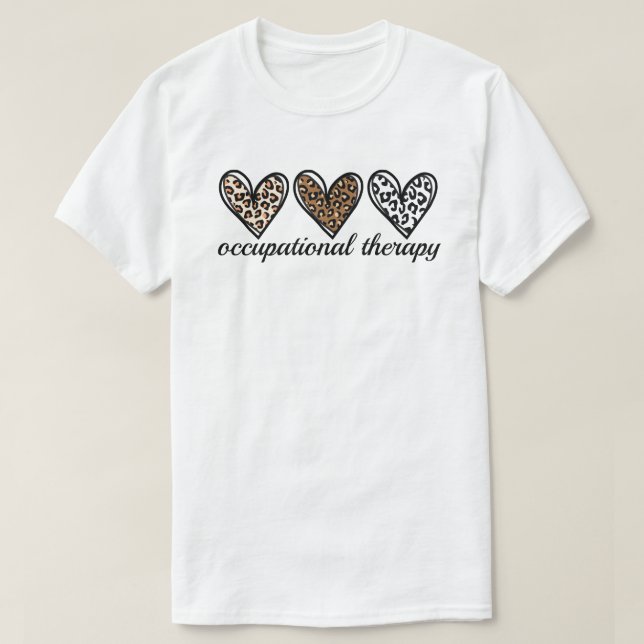 Occupational Therapy Cheetach Print Heart T-Shirt (Design vorne)