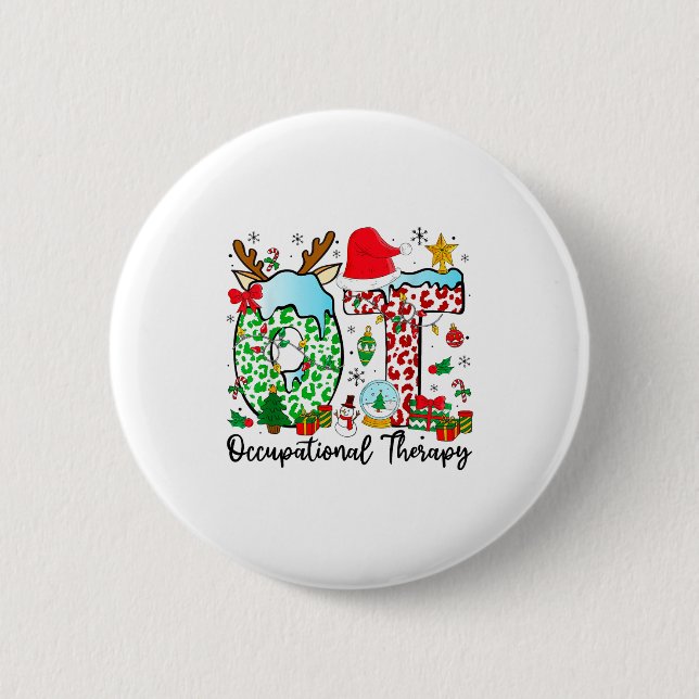 Occupational Therapy Christmas Lights Santa Hat Ot Button (Vorderseite)