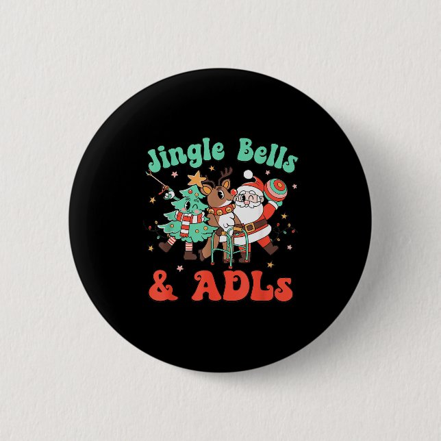Occupational Therapy Christmas Reindeer Santa Adls Button (Vorderseite)