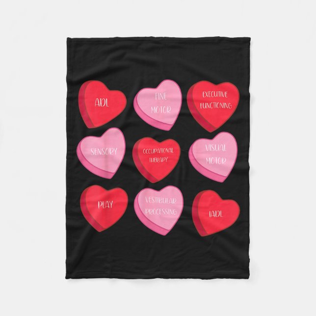 Occupational Therapy Heart Candy Valentine Day Ot  Fleecedecke (Vorderseite)